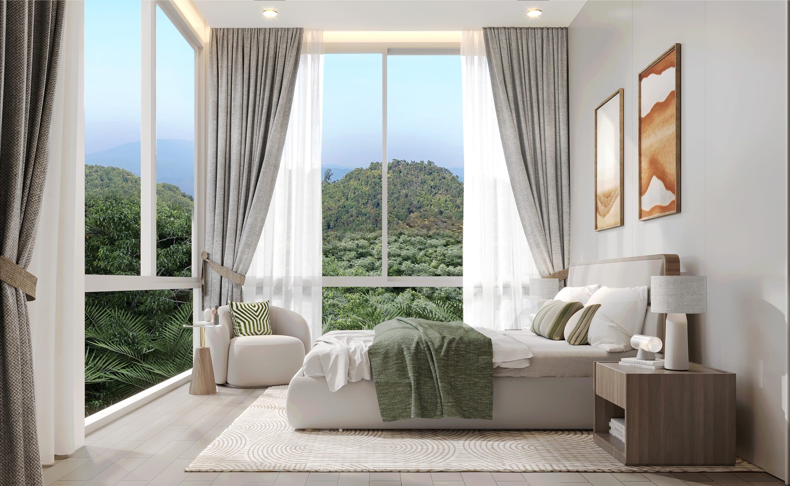 Floor-to-ceiling windows for natural light